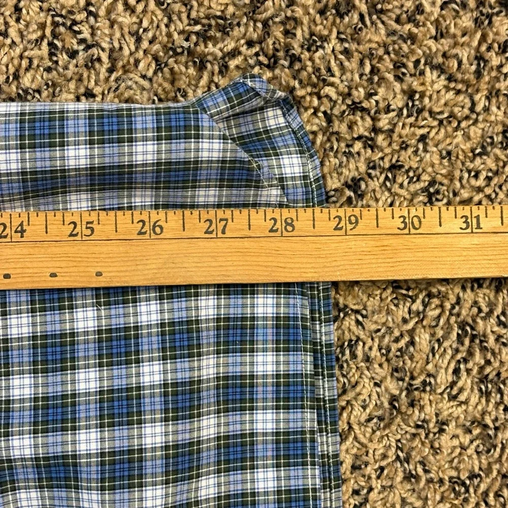 Polo Ralph Lauren Plaid Button Down Shirt Blue Green 16.5 Large